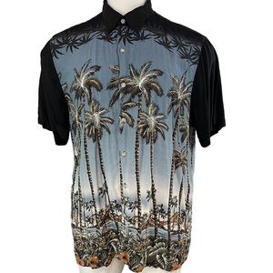 Croft Barrow Shirt Adult XL Hawaiian Button Up Short Sleeve Palms Rayon (269)